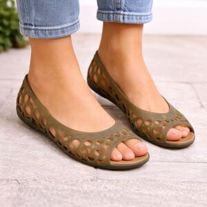 Crocs Adrina III Ballet Flat Sandals Women's Size 10 Brown Open Toe Slip On